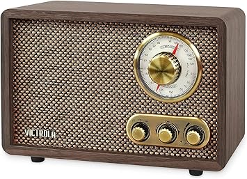 Victrola Willow – Retro Wood Bluetooth Radio with Built-in Speakers: Elegant & Vintage Design, Rotary AM/FM Tuning Dial, Bass & Treble Control, Wireless Streaming (Espresso)